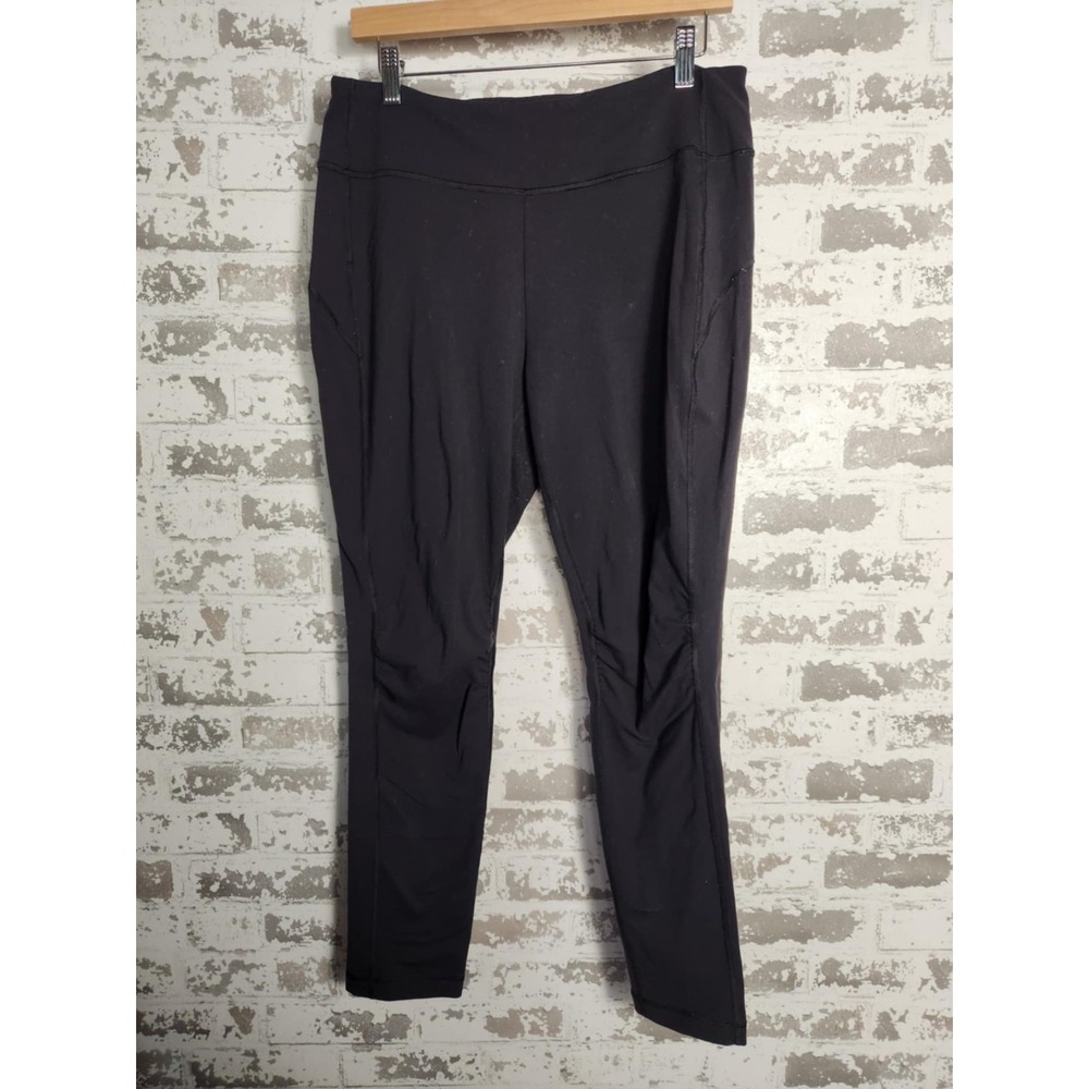 Duluth Trading Yoga Pants Women Large Black Athletic Athleisure Stretch Wide Leg